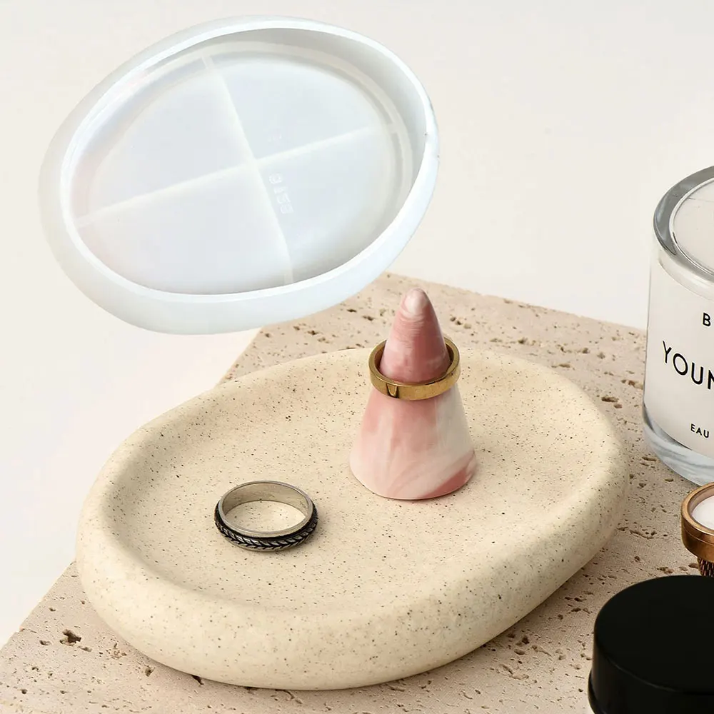 Oval Soap Tray Silicone Mold for Concrete Cement Chubby Trinket Jewelry Plate Molds Epoxy Resin Gypsum Craft Storage Dish Castin