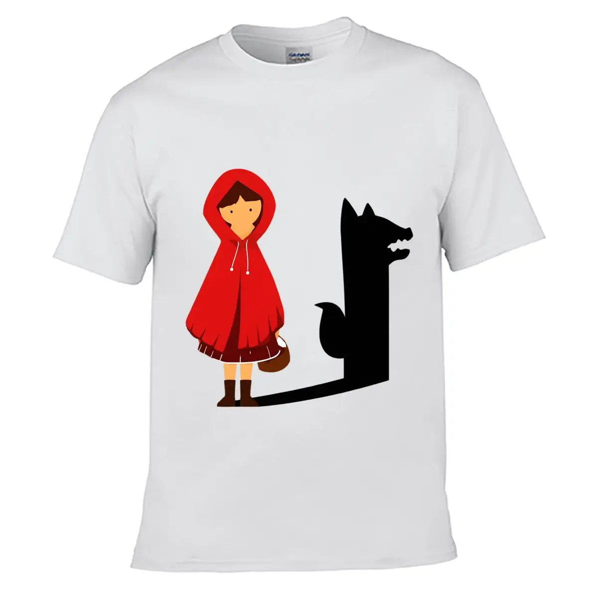 Little Red Riding Hood And Wolf Fairy Tale Silhouette Street Loose Simple Tee
