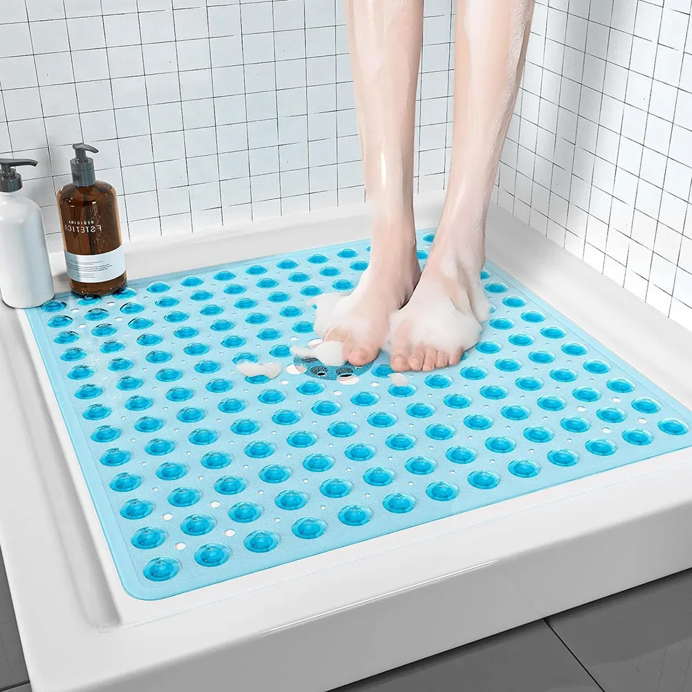 1PC Square PVC Bubble Leak Hole with Suction Cup Shower Non-slip Mat Bath Non-slip Bath Mat Floor Mat