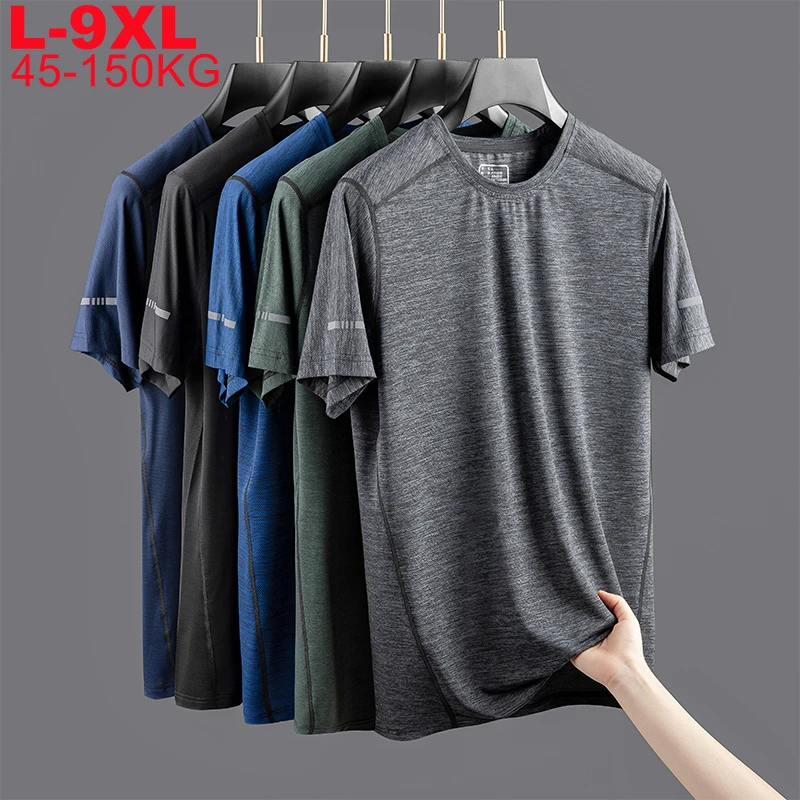 Plus Size 9xl 8xl 7xl 6xl T Shirts Men Summer Quick Dry Short Sleeve Tshirts Male Oversized Cool T-shirt Men\'s Sport Tee Tops