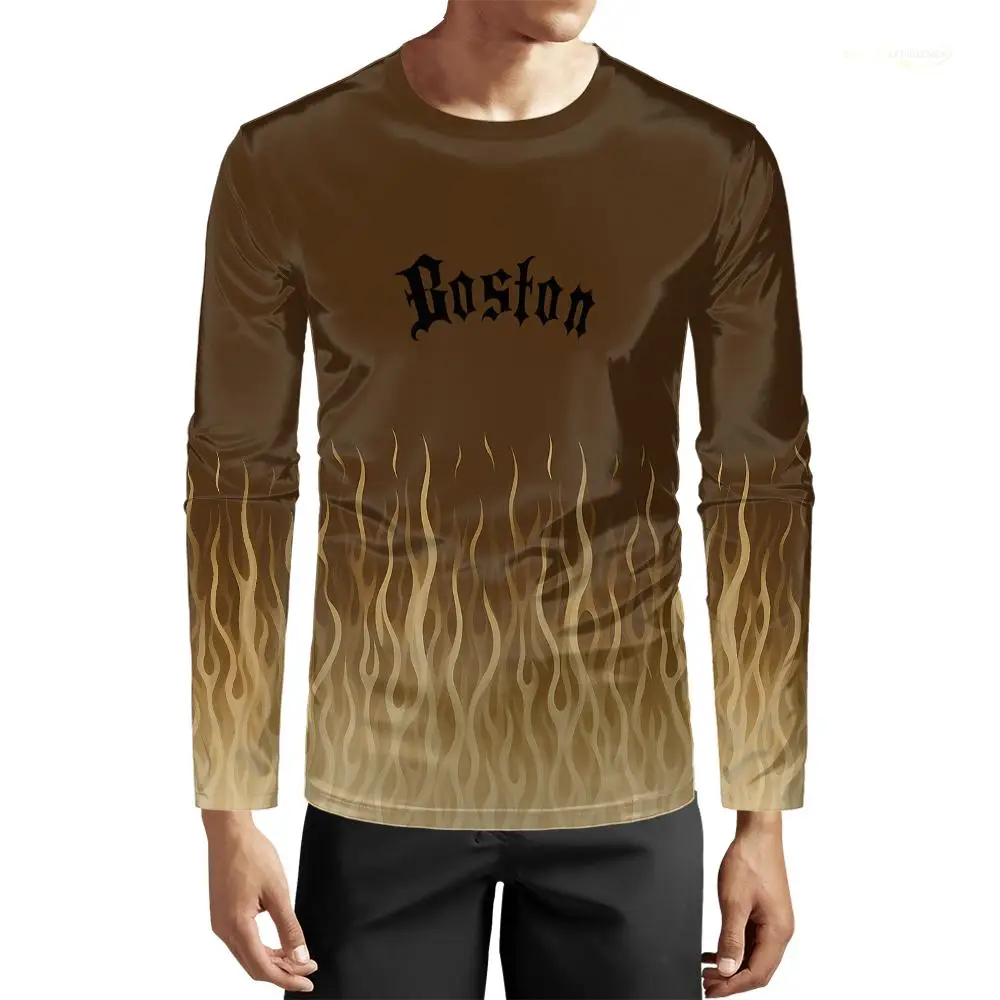 الهيب هوب الشرير القوطية نمط الرجال طويلة الأكمام تي شيرت عصري لهب طباعة الجرافيك القمم للجنسين الخريف الشارع الشهير Y2K الملابس