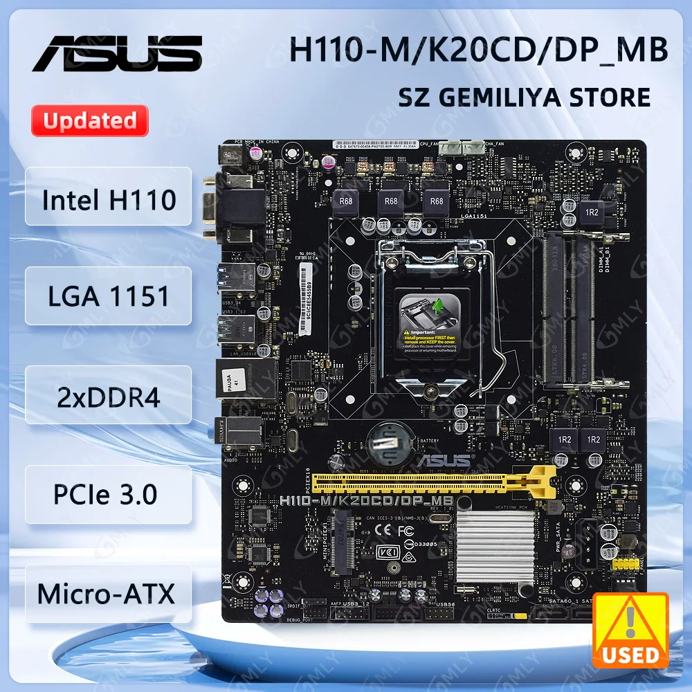 

Материнская плата ASUS H110-M/K20CD/DP Intel H110 LGA 115 DDR4 32 ГБ HDMI с поддержкой процессора Core i3-6100 i5-6500 i5-6400 Celeron G3900 i5-6600