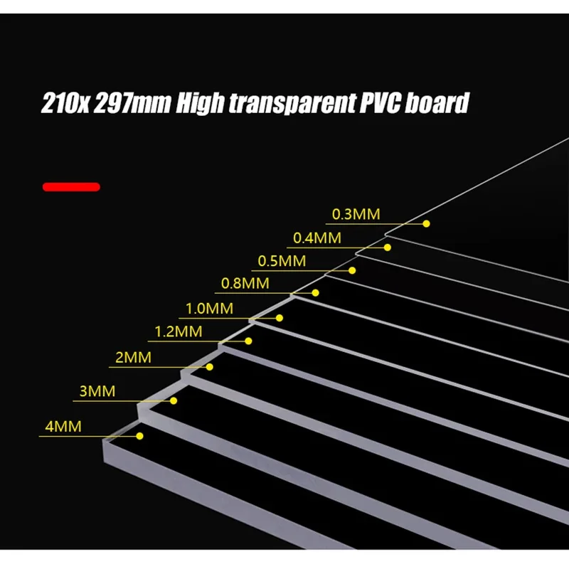 

A4 Size 297x210mm Clear Transparent PVC Board Flexible Plastic Panel Multiple Thickness Available