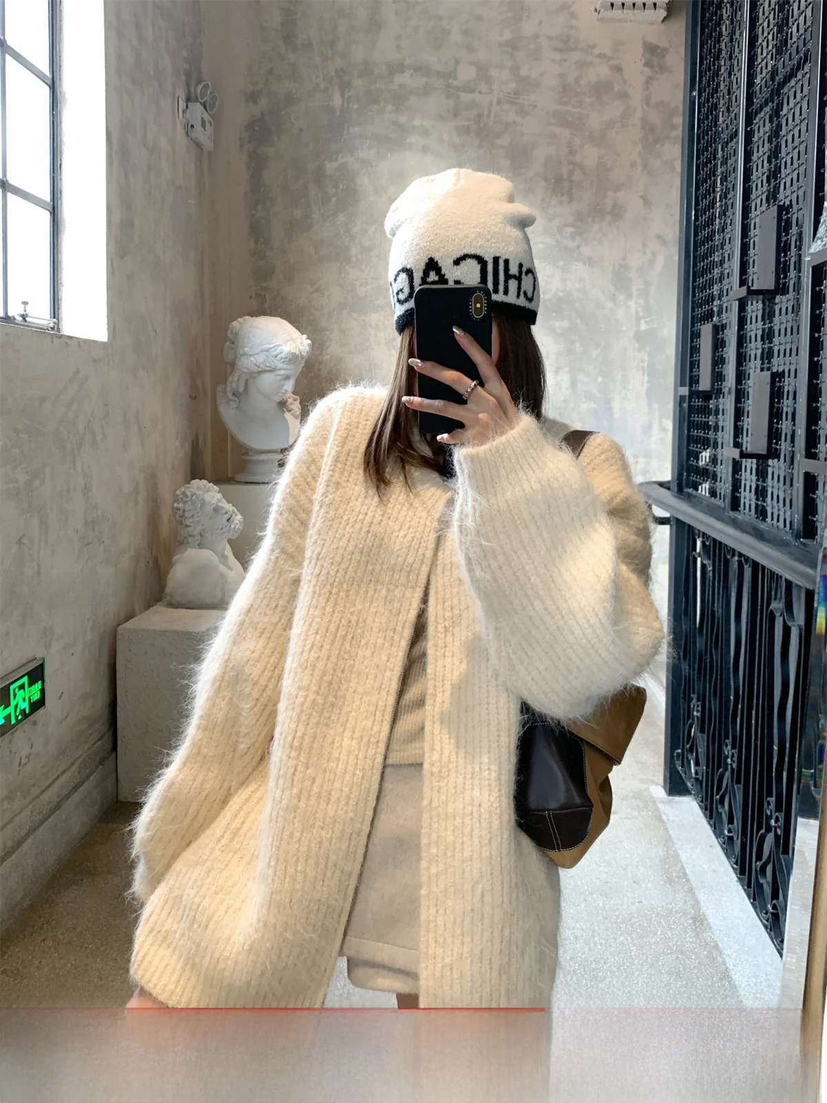 

GV Lazy Plu Feel Long Velvet Wool Zipper Knitted Jaet Faionable Women's Winter Top Regular Sve Sle No Brand