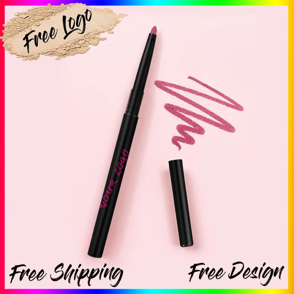 กันน้ํา Lip Liner ดินสอฉลากส่วนตัว Matte Long Lasting ลิปสติก Sharpener โลโก้ที่กําหนดเองมังสวิรัติขายส่งแต่งหน้า