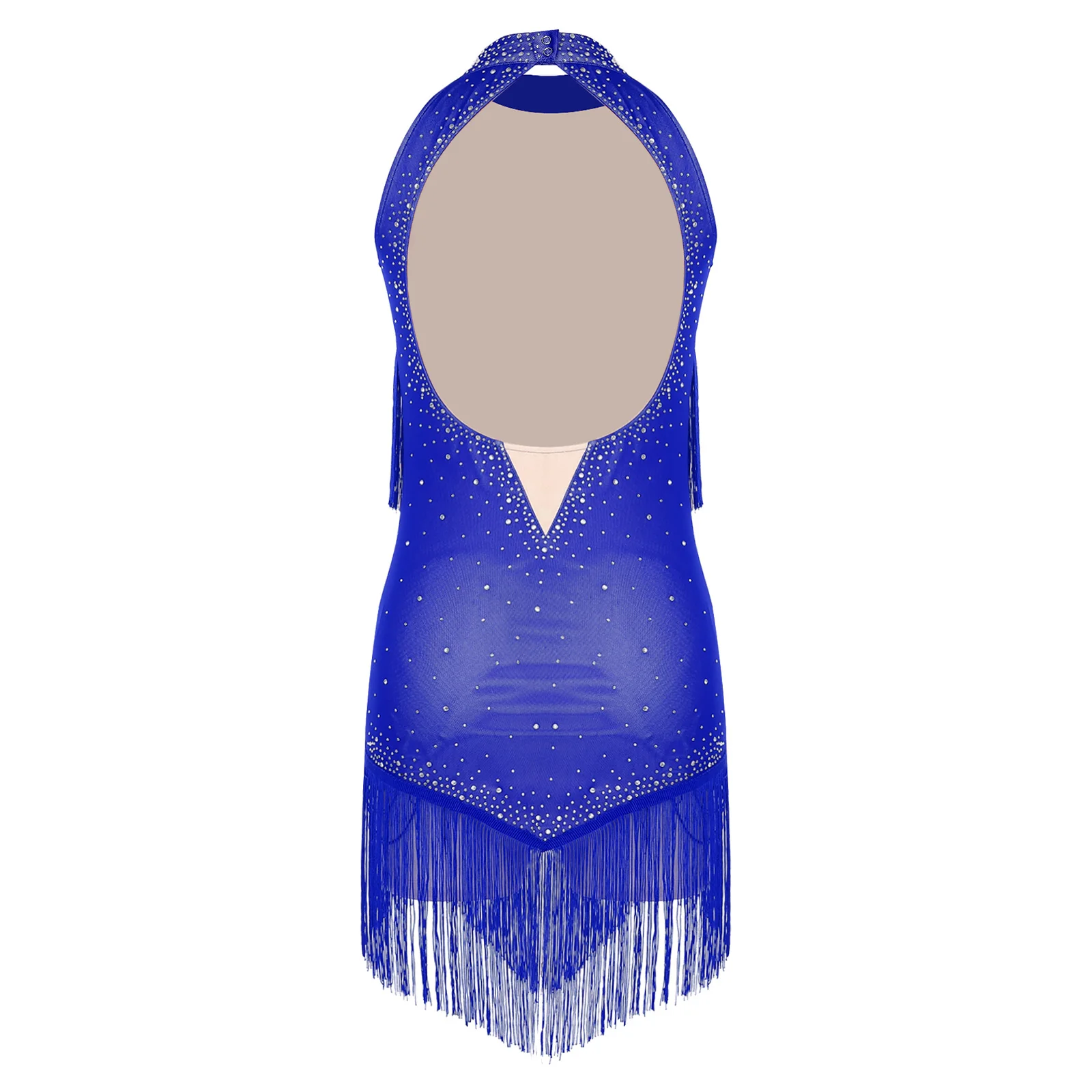 Abito da ballo latino con nappa senza schienale da donna Chacha Tango Dancewear Body con frange Abito da discoteca Cocktail Party Costume