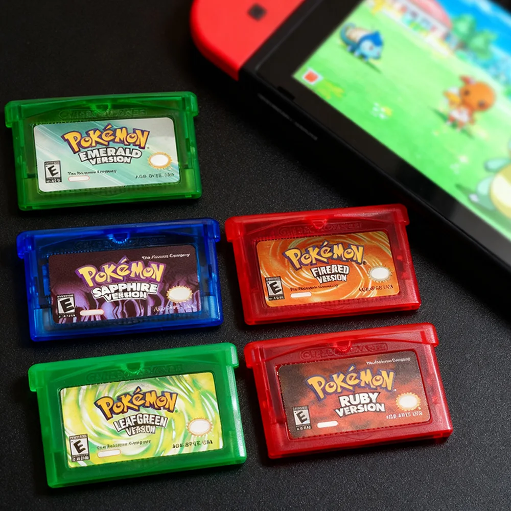 GBA Game Cartridge Emerald FireRed LeafGreen Ruby Sapphire Shiny Label 32 Bit Video Game Console Card