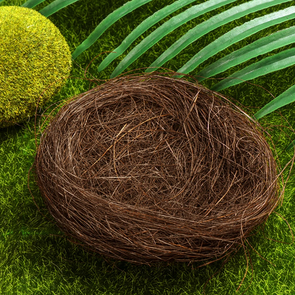 

16pcs Bird Nest Decorations 7cm Coffee Color Hemp Silk Fake Nests for Crafts Easter Garden Party Pet Supplies