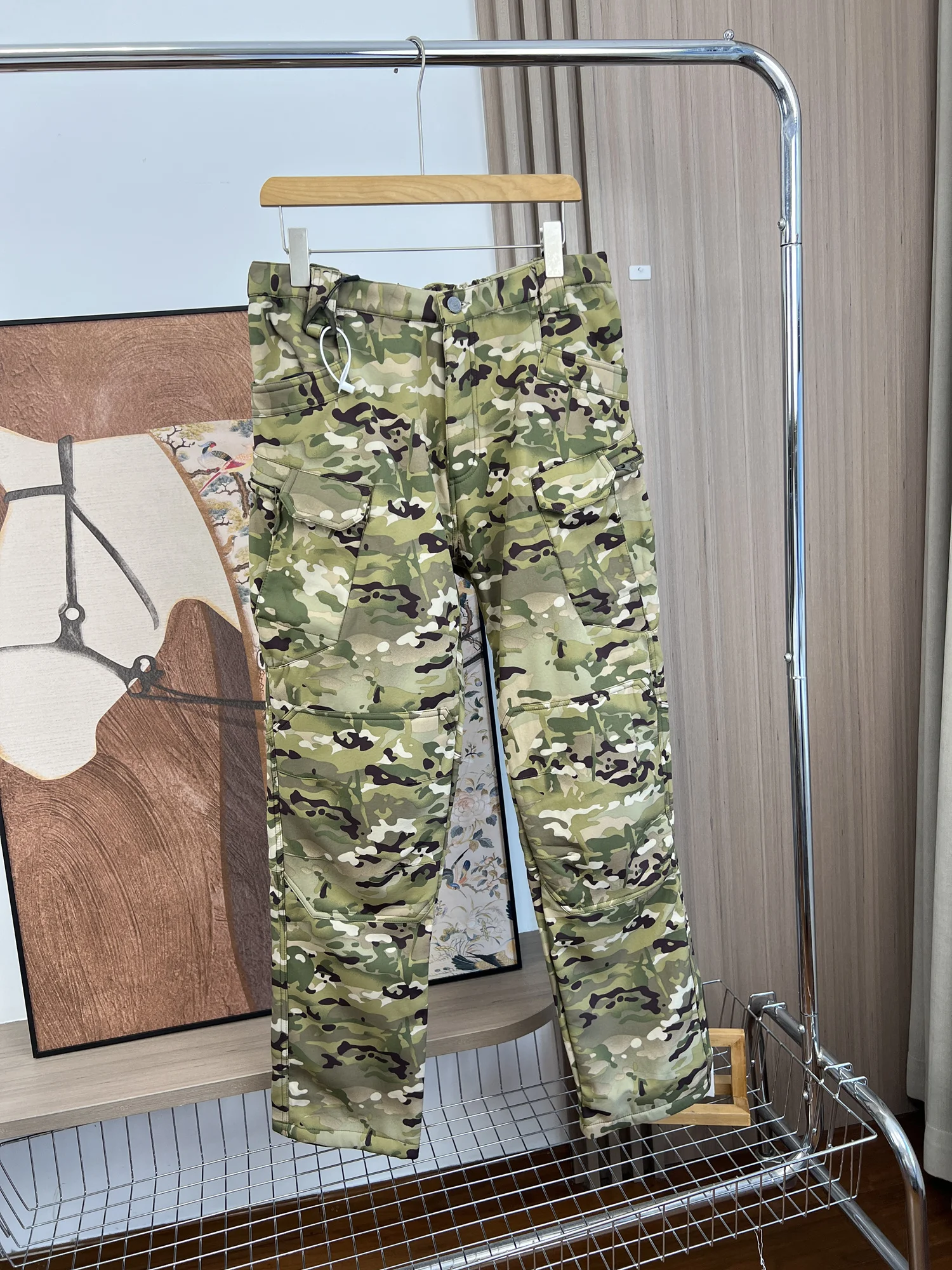 

Tactical Camouflage Series Men's Fce Lined Thiened Sports Casual Pants All Match Outdoor Sle Straight Leg Wide Leg Pants
