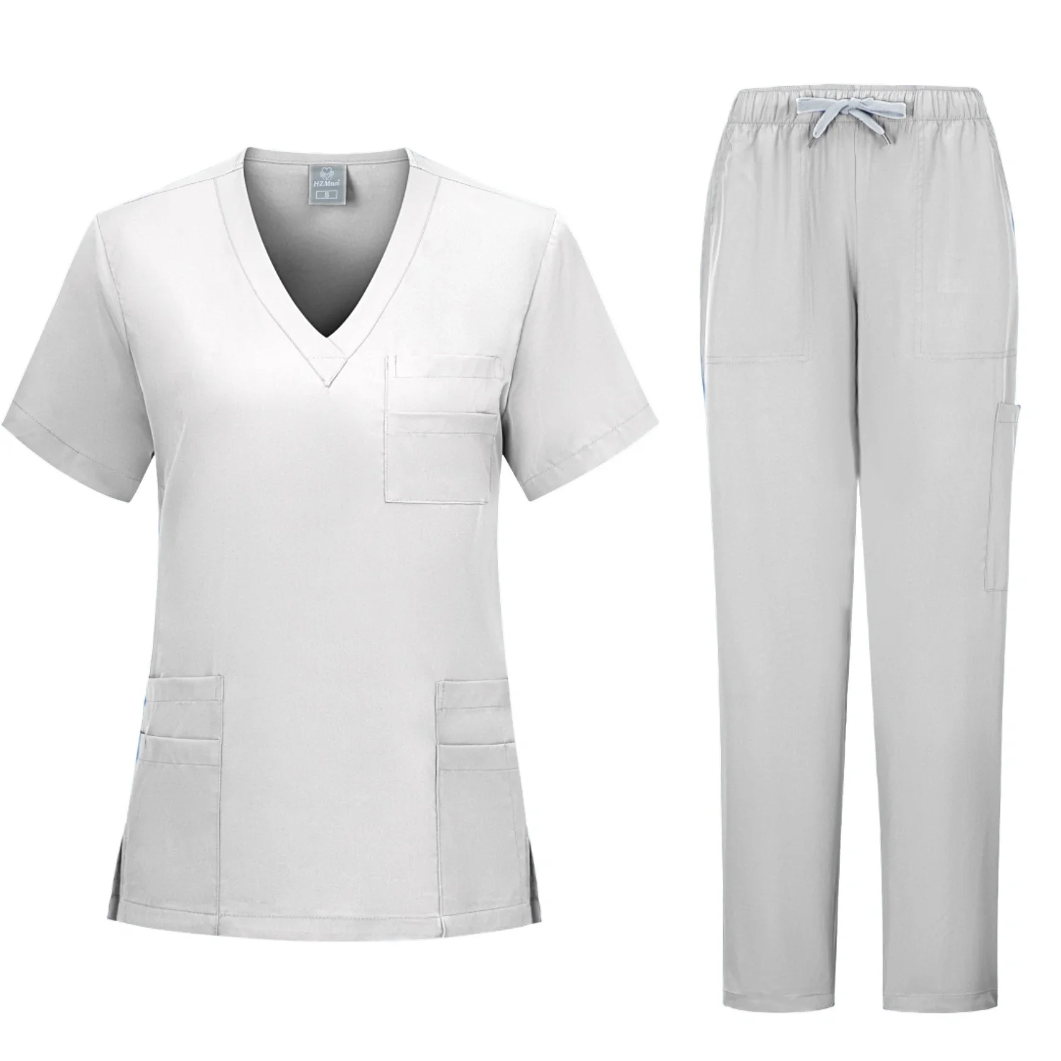 Stretch Scrub Top e Calças Conjunto, Uniformes Médicos, Uniforme de enfermeira, Médico Cirurgia Macacão, Salão de beleza Workwear, Novo