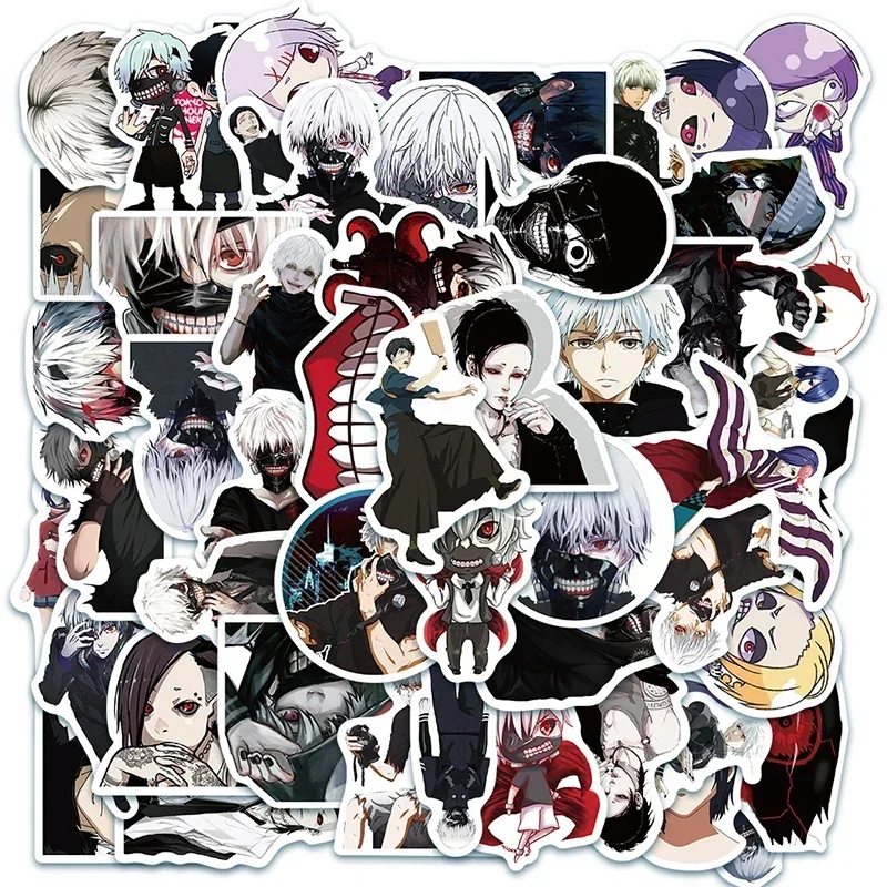 50pcs Anime Kaneki Ken Tokyo Ghoul Stickers Black and White Graffiti Sticker DIY Decorative Motorcycle Skateboard Phone Decal