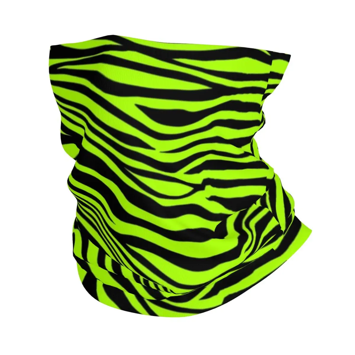 Neon Green Zebra Print Bandana Neck Gaiter Printed Animal Pattern Magic Scarf Multi-use Cycling Running Unisex Adult Washable