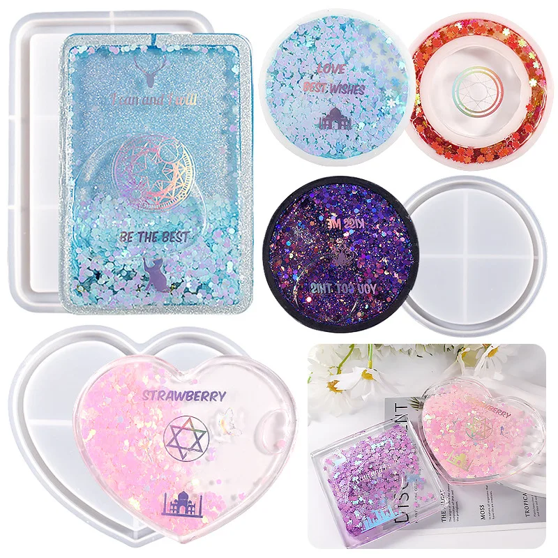 

Силиконовая форма с квадратным сердцем и круглой звездой, рамка из смолы