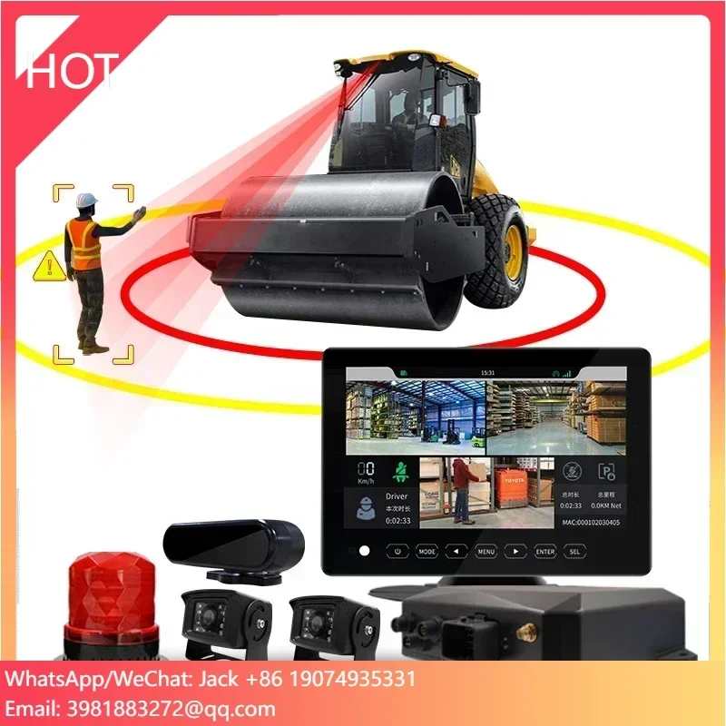 Large Construction Machinery Safety Pedestrian Ai Camera Road Roller Forklift Blind Zone Collision Avoidance System