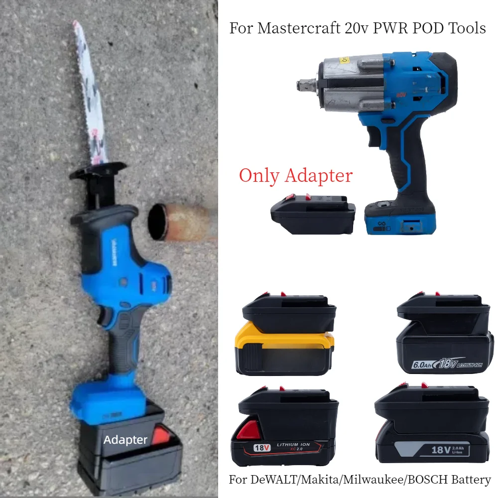 

Adapter for DeWALT/Makita/Milwaukee/BOSCH 18V20V Li-ion Battery Convert TO Mastercraft 20v PWR POD Lithium Battery Power Tools