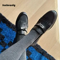 2024 Classic Little Gold Buckle Tassel Genuine Leather loafers Sneakers Lazy British Leather Shoes Flat Shoes Single Shoes