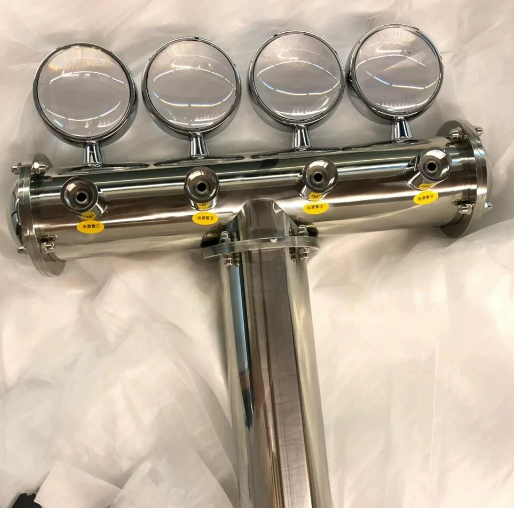 304 Stainless Steel T-Type 4 Head Beer Tower with LED Light Draft Beer Column