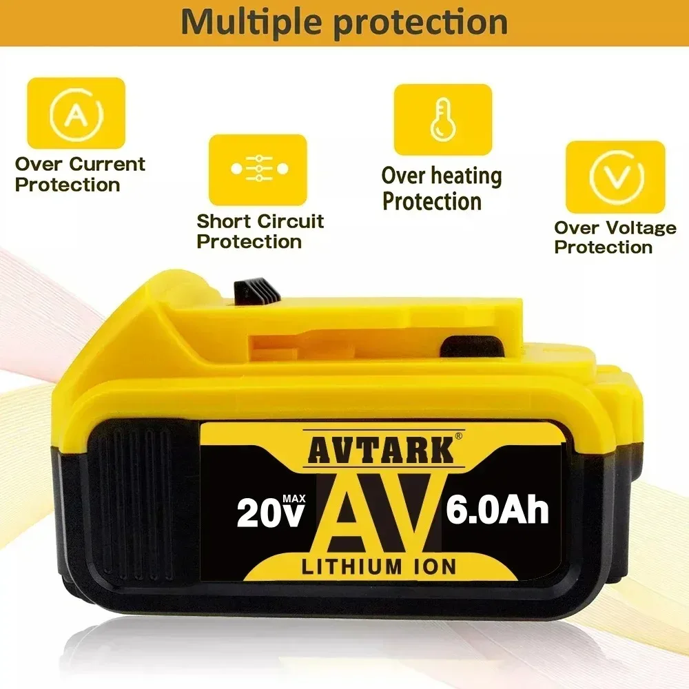 20V 6Ah/8Ah/12Ah Li-Ion Battery for Dewalt Power Tools Replaceable DCB205 DCB201 DCB203