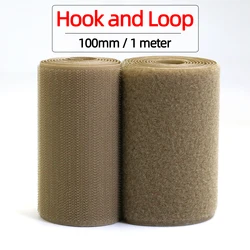 1Meter/pairs 100mm Beige Non-adhesive Hook and Loop fastener Tape Sewing-on the hooks adhesive Magic tape DIY Brown