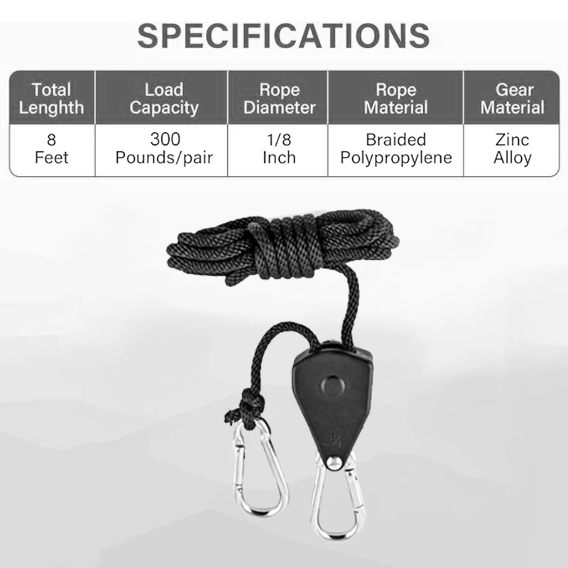 Imagem -03 - Resistente Corda Cabide Catraca Planta Luminária para Crescer Luzes 75lbs Capacidade de Peso Ajustável