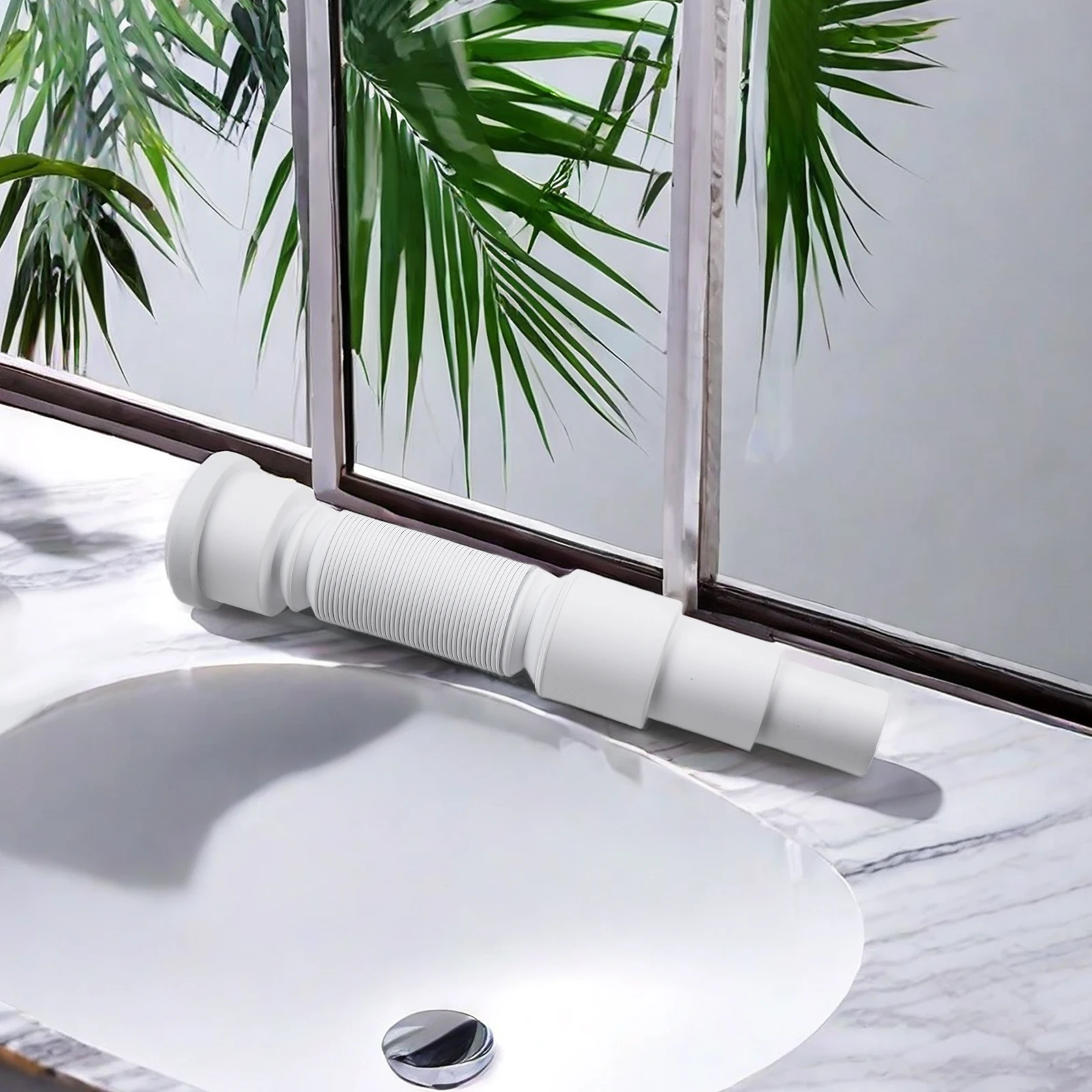 High Quality Waste Flush Pipe Connect Hose 50mm Bathroom Gadgets Chrome Cover Drain Hose Extendable For Shower