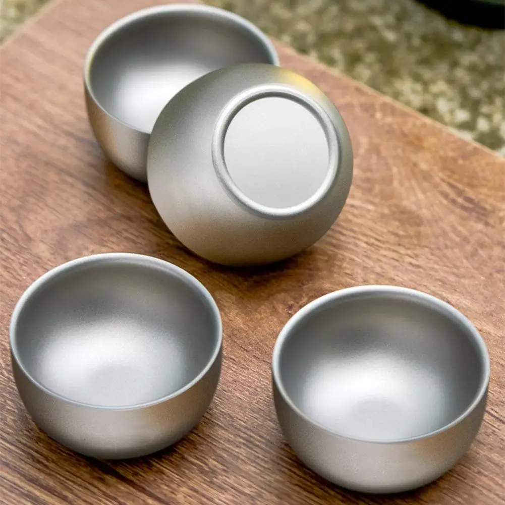 50ml Pure Titanium Bilayer Small Tea Cup For Camping Outdoor Coffee Tea Drinking Brewing Tea Cup Accessories gallery 1