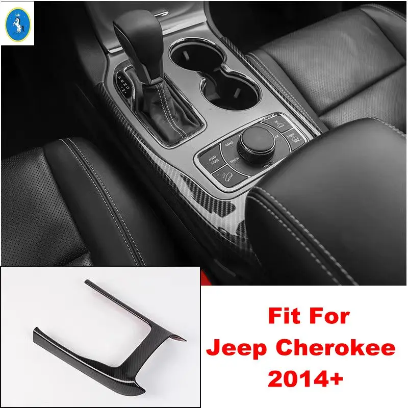 

For Jeep Grand Cherokee 2014 - 2020 Car Central Control Gear Shift Panel Water Cup Frame Sticker Cover Trim Accessories Interior