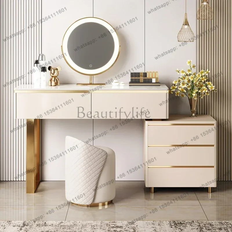 LSLuxury Organizer Storage Dresser Mirror Set Women Princess Storage Dressers Vanity Makeup Coiffeuse De Chambre House Furniture