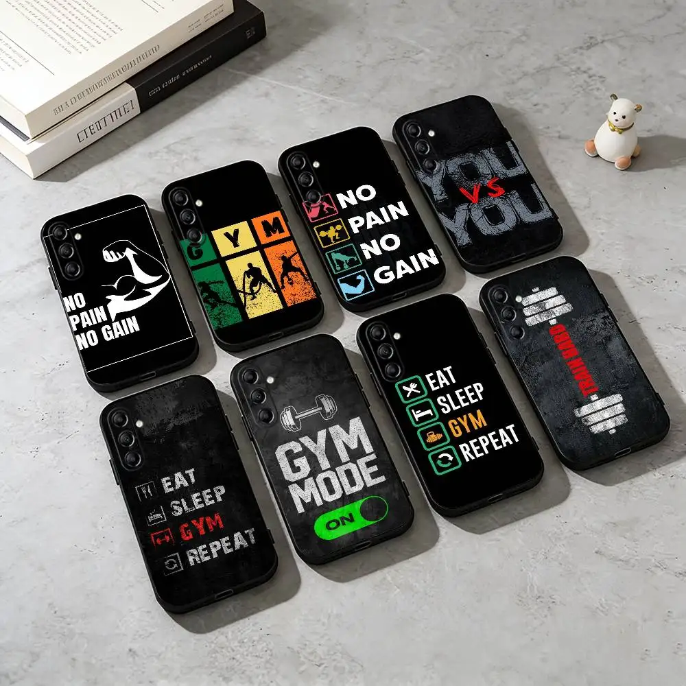 Bodybuilding Gym Fitness  Phone Case Black Silicone Soft For Samsung Galaxy A73,A72,A71,A70,A53,A52,A51