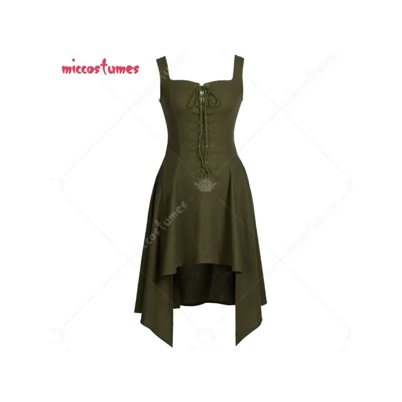 CyMiccostumes Women Medieval Costume Renaissance Sleeveless Dress Cottagecore Lace Up Fariy Dress