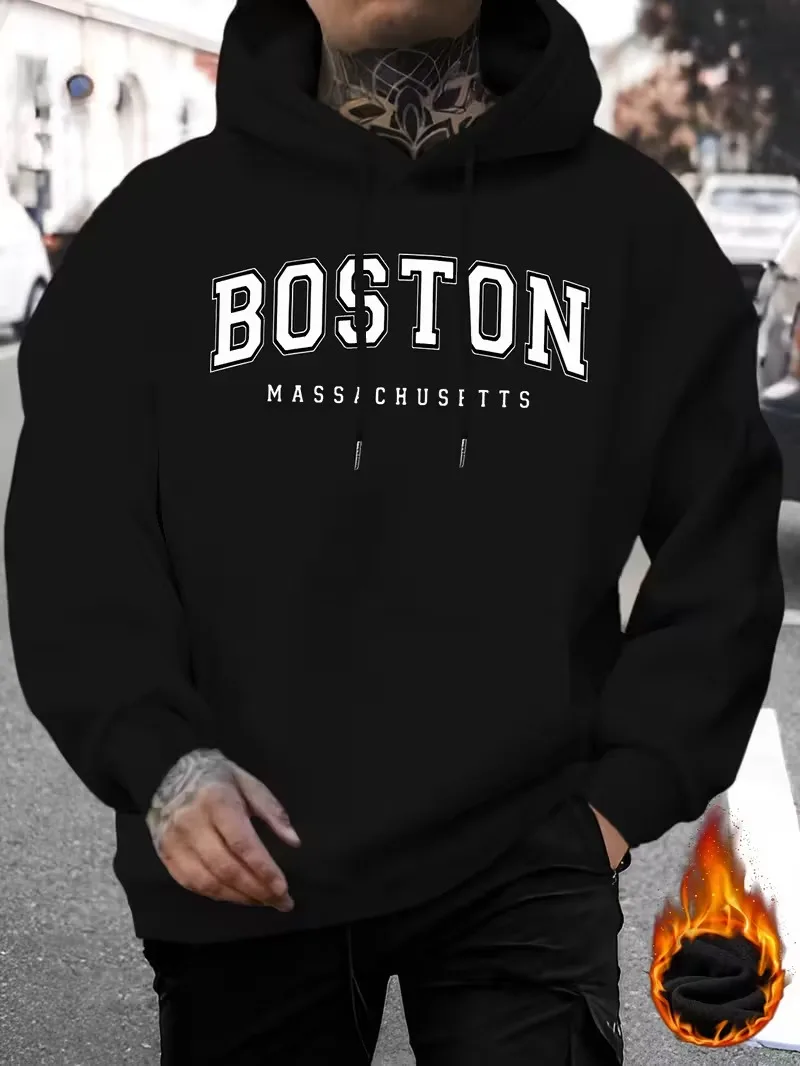 

Men's loose hooded sweatshirt 270g - Fun pattern print, Christmas and Valentine's Day designs.