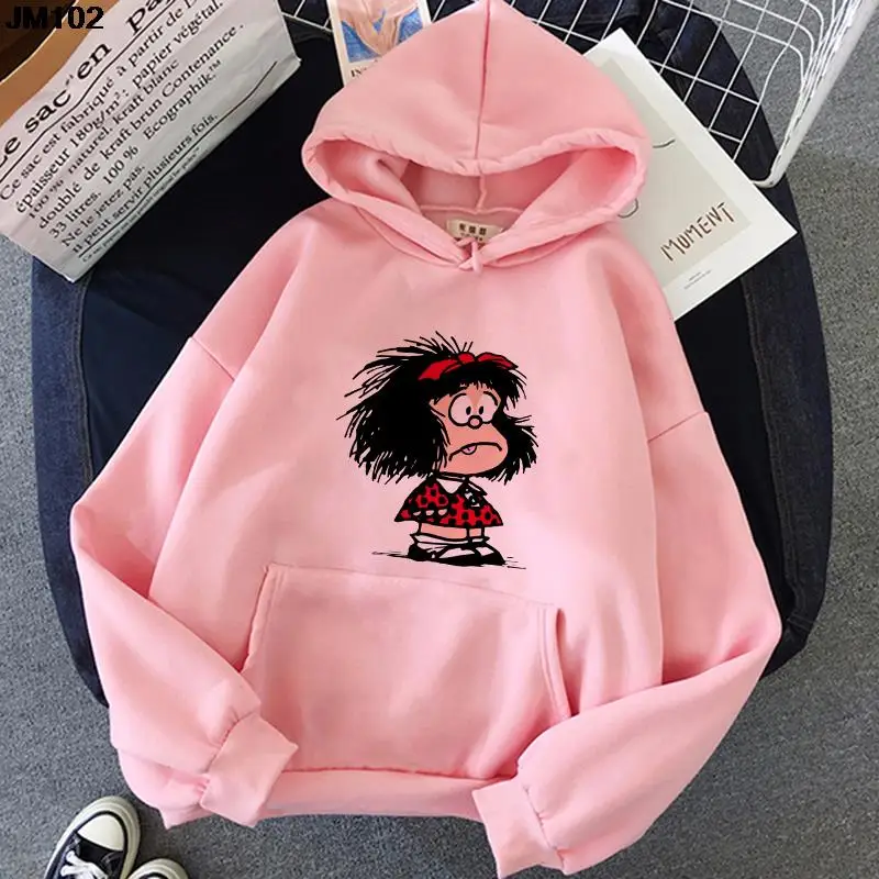 Harajuku Casual Vrouwelijke Hoodie Kawaii Anime Dames Gedrukt Sweatshirt Herfst/Winter Mode Vrouw Roze Tops Lange Mouw Trui