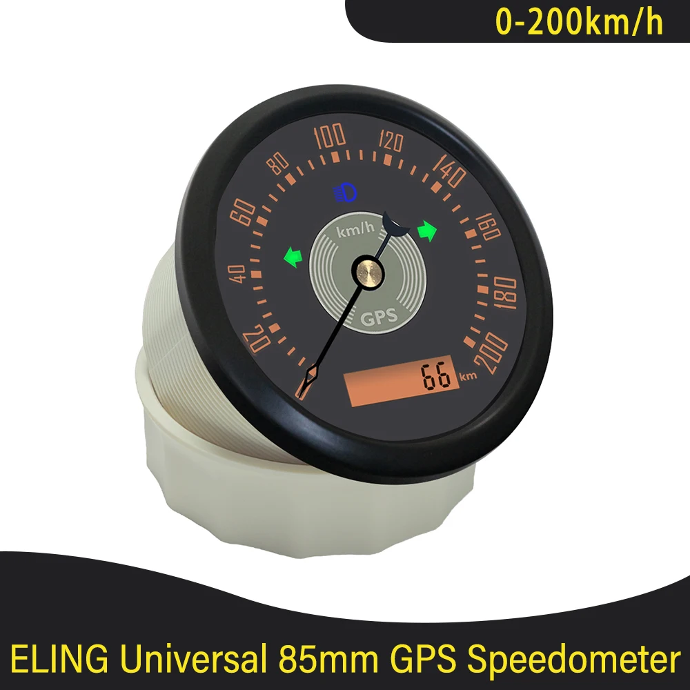 New 85mm GPS Speedometer 0-160km/h 0-220MPH Total Mileage Adjustable with Red Yellow Backlight for Car Yacht Universal 9-32V