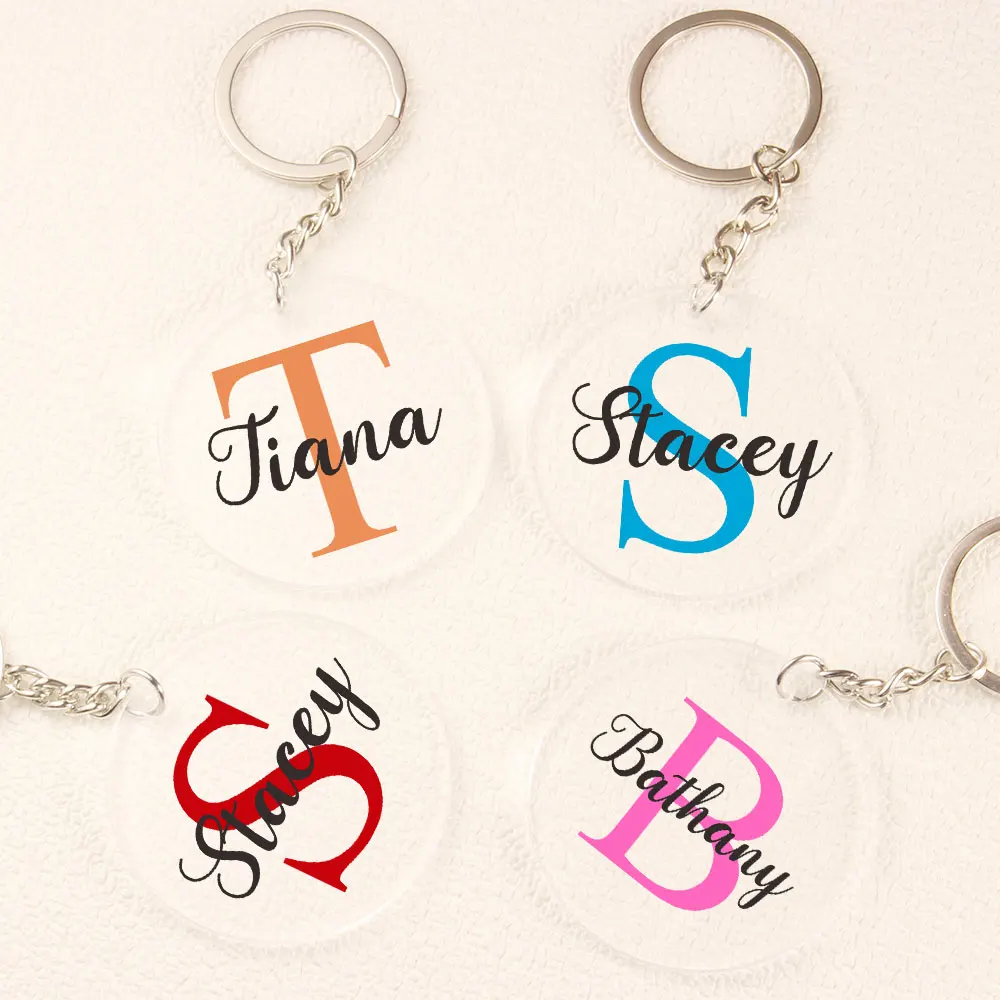 

Personalised Initial Name Acrylic Keychain Girlfriend Valentines Birthday Wedding Christmas Custom Novelty Gift Present Keyring