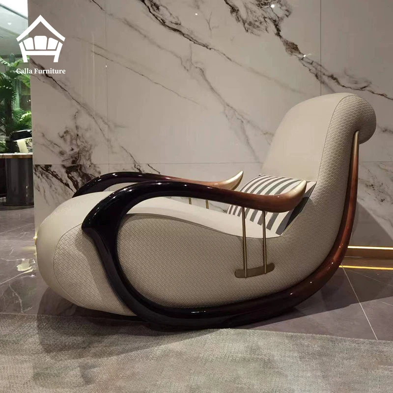 

Leisure Recliner Lazy Sofa Rocking Chair Balcony Single Sofa Genuine Leather Leisure Chair for Living Room Furniture