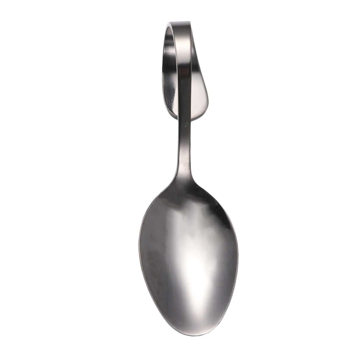 

Stainless Steel Serving Spoon Curved Handle Heavy Duty Rustproof Buffet Spoon For Wedding Party Hotel Kitchen Use (Black)