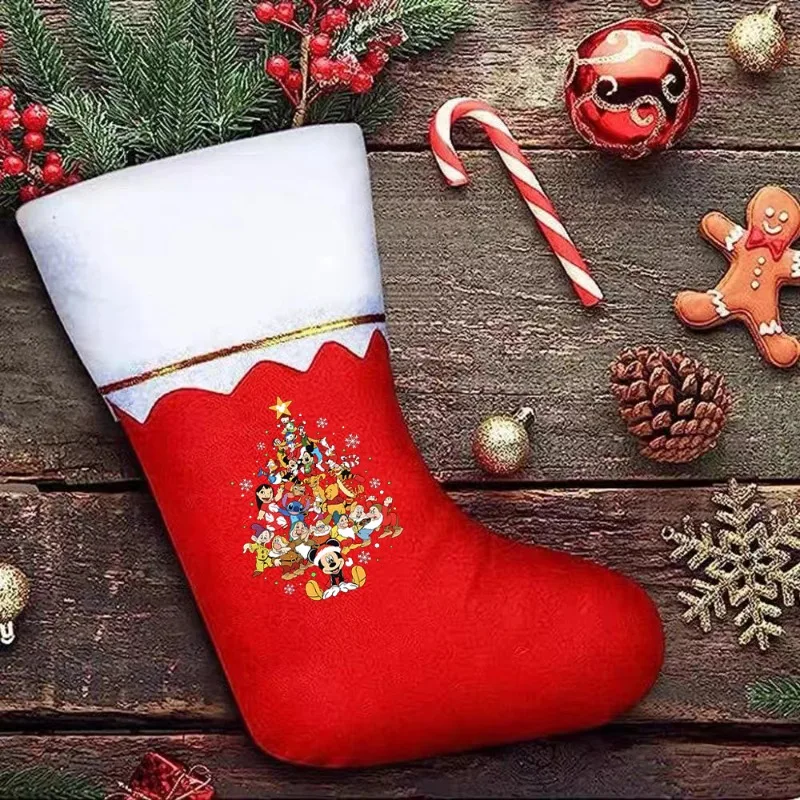 1 Pcs Disney Xmas Sock Mickey Mouse Santa Socks Non-woven Fabrics Child Birthday Gifts Christmas Decorations Hot Sell New Style