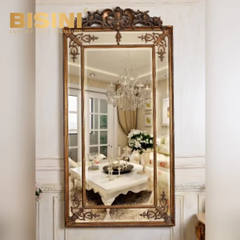 Luxury Gold Large Floor Mirror Full Body Standing Glass for Living Room Entrance Home Decor Elegant Big Frame Wall Lean Big