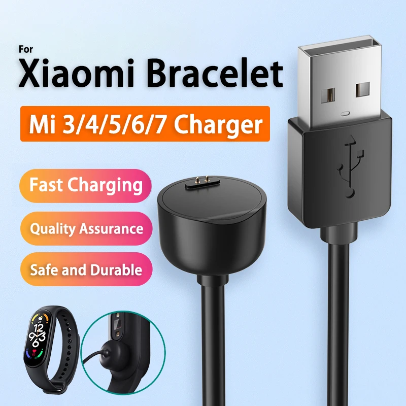 Magnetic Chargers for Xiaomi Bracelet USB Charging Cable for Mi Band 3 4 5 6 7 Pure Copper Core Power Cord Smart Band Charger