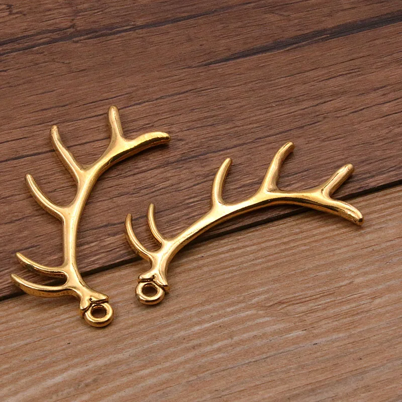 3PCS 30*65mm Metal Alloy 3 Color Antlers Deer Head Charms Animal Pendant For Jewelry Making DIY Handmade Craft