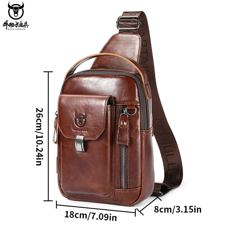 2024 New Men's Bag 100% Cowhide Men's Shoulder Bag Fashion Crossbody Bags Chest Backpack Luxury Designer Bag Handbag