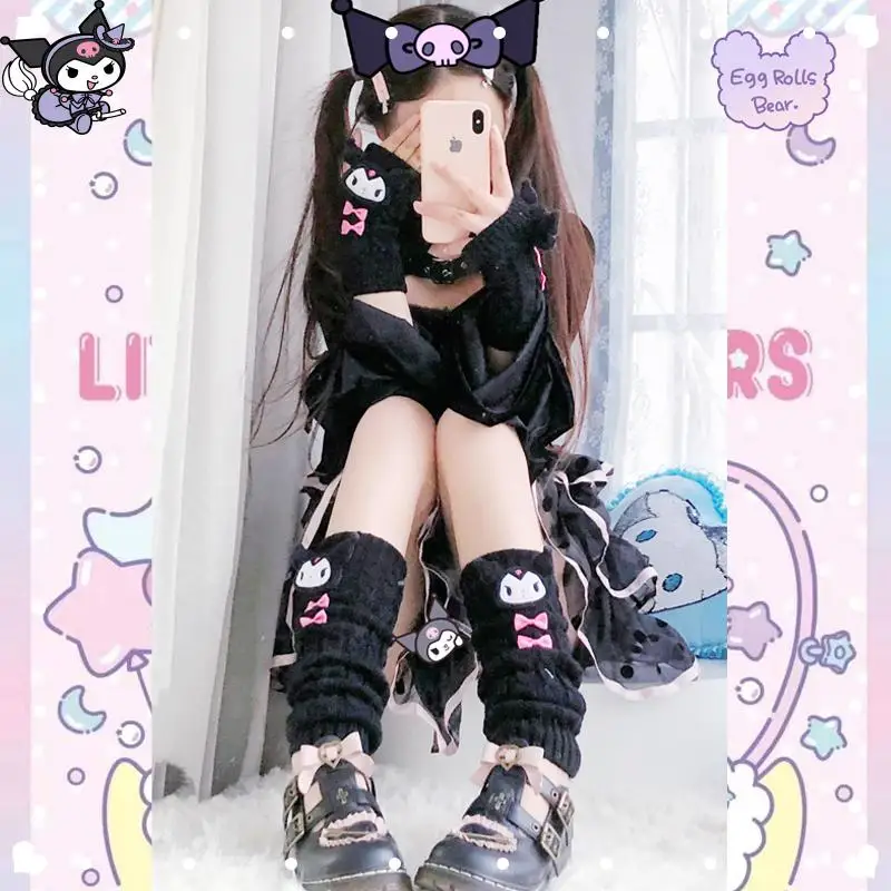 Y2K Harajuku Style Cinnamoroll My Melody Girly Loose Socks Knitted Gloves Anime Cartoon Piles of Socks Kuromi Lolita Stack Socks