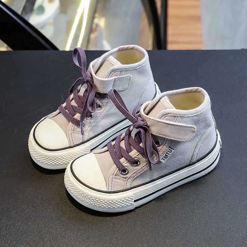 High Top Canvas Shoe Autumn Sneakers Boys Children Shoe for Girl Casual Board Shoes Versatile Girls Shoes Soft Sole Kid Shoes