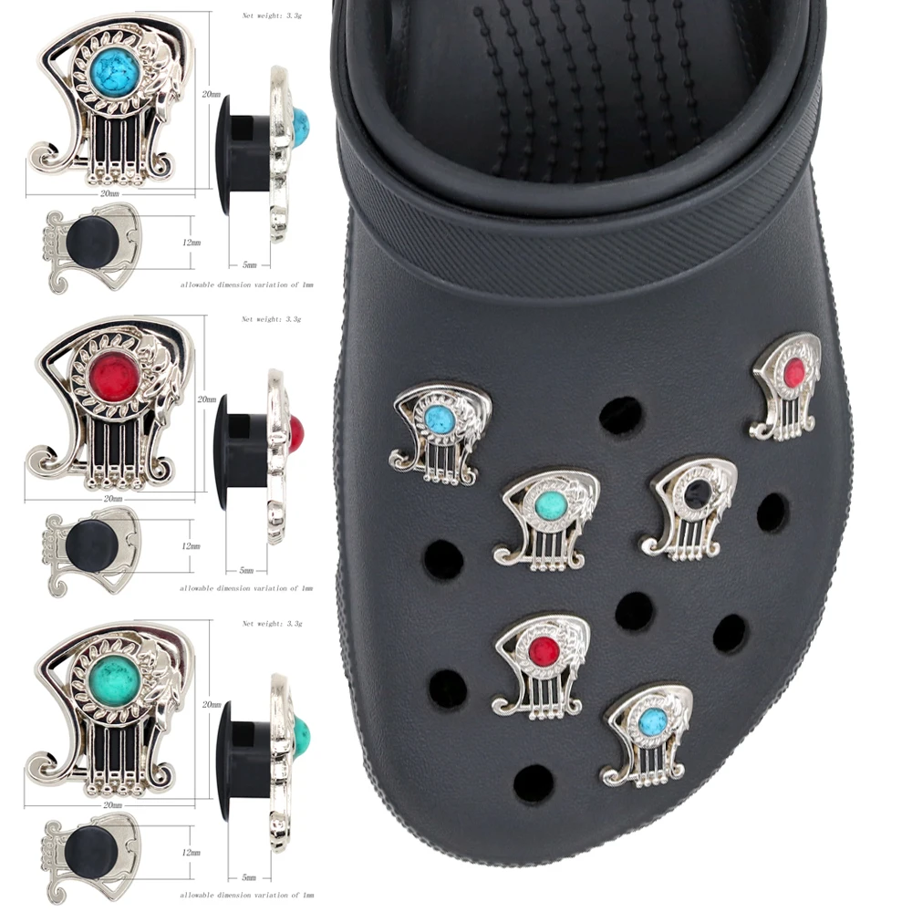 1 Pcs Shoe Decorations Sandalias De Metal Silvery Note Shoe Charms Pins Accesorios Pines Para Simulated Turquoise W-35