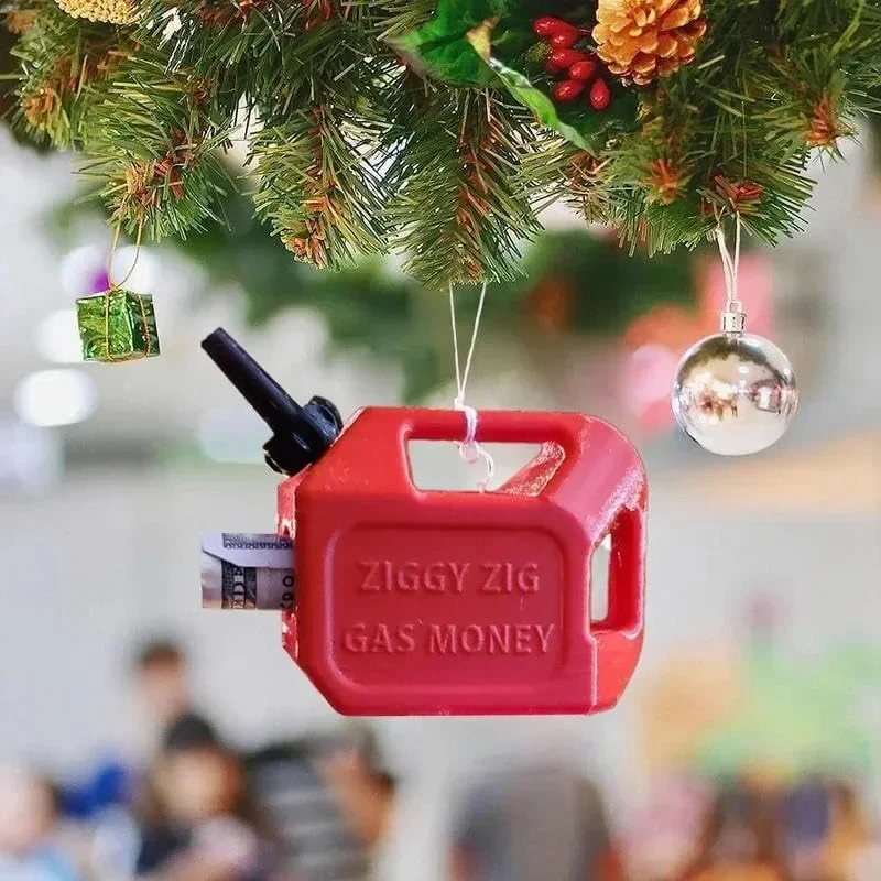 Decorative Christmas Tree Gas Can Ornament Plastic Hanging Gas Money Clip Mimi Red Christmas Gas Tank Pendant Ornament Festival