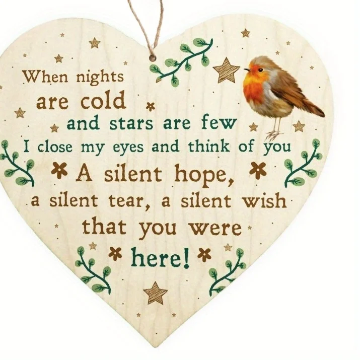 4/2-Piece Set of 2D Flat Wooden Heart-Shaped Commemorative Plaques, Red Bird Design Decorative Art Style Wall Hangings, Suitable for Christmas, Thanksgiving, Mother's Day, and Anniversary Gifts, Vintage Home Decor, Suitable for Multiple Seasons, Halloween, Christmas Gifts