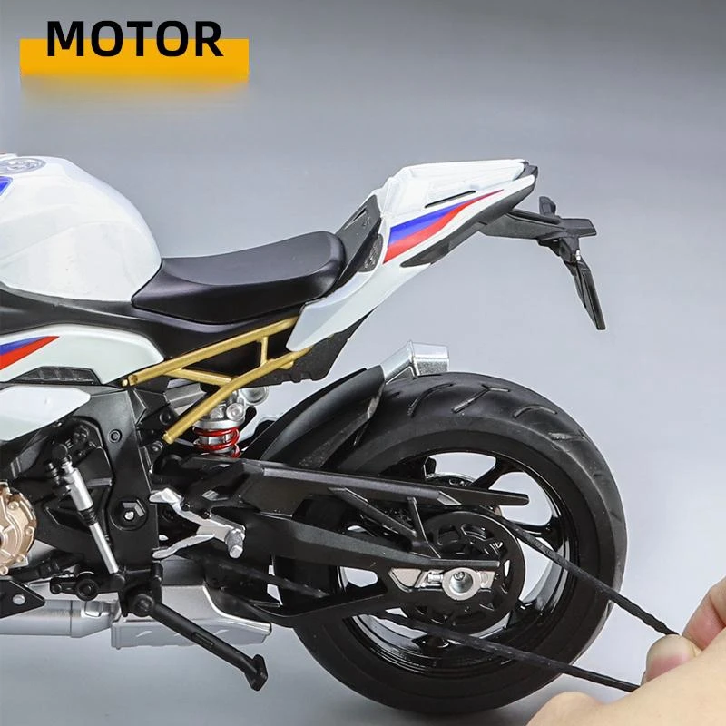 1/9 BMW S1000RR zabawka wyścigowa motocykl dla dzieci odlewany Metal duży rozmiar Model Super wyścigi Lightable kolekcja prezent dla chłopca