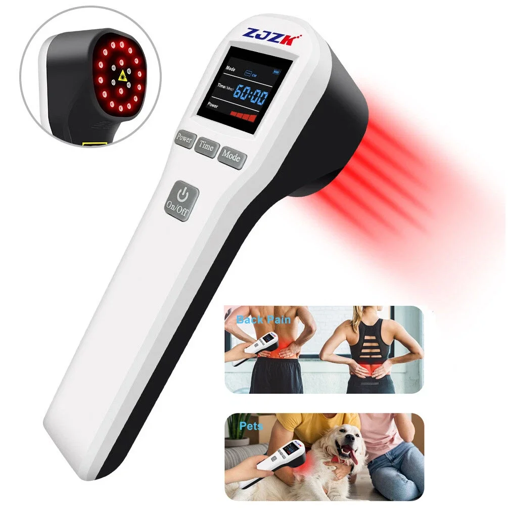 

Перезаряжаемый беспроводной аппарат для холодной лазерной терапии ZJZK 808 нм 650 нм, LLLT массажер для снятия боли, портативный физиотерапевтический прибор