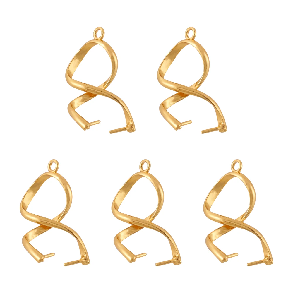 

20Pcs/Lot 28x13x8mm Golden Twist Brass Ice Pick & Pinch Bails Pendant Clips Clasp Hook Jewelry Findings Accessories Hole: 2mm