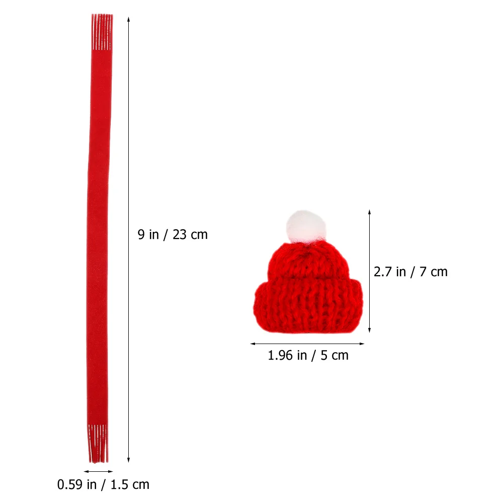 

1Set Mini Knitting Hat Scarf Set Festive Christmas Craft Decor Soft Wear Resistant for Bottle Cup Cover Party Gathering